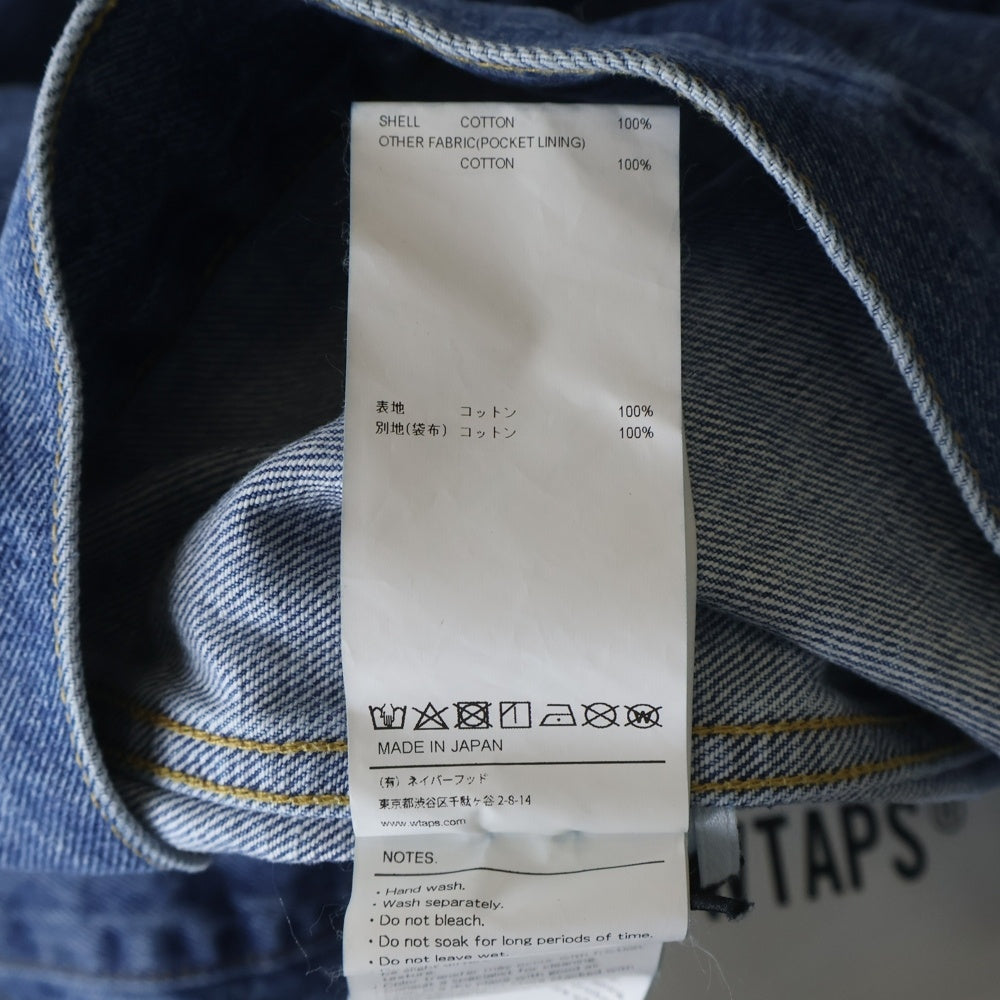 WTAPS(ダブルタップス) 23AW DADDY COTTONDENIM JACKET ストーンバイオブリーチ加工 デニムワークジャケット 232WVT-JKM04 インディゴ
