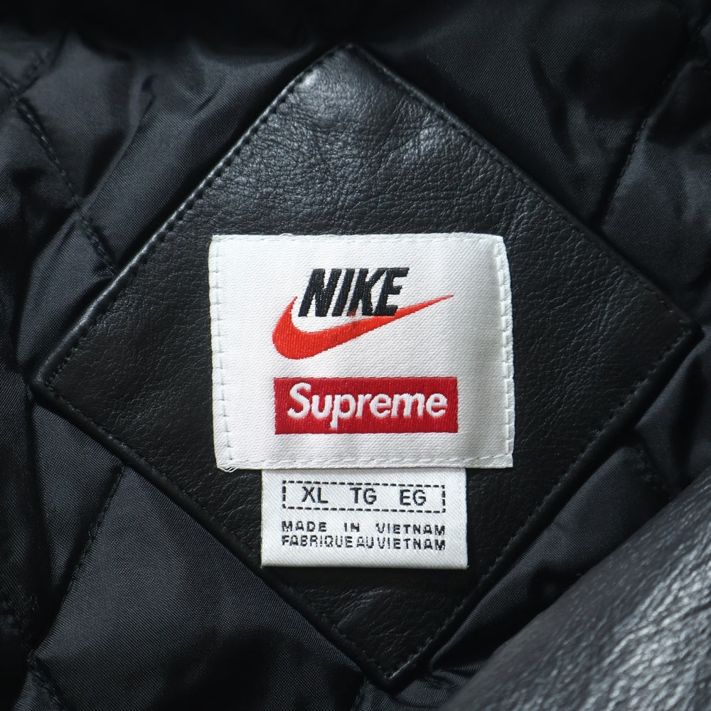 SUPREME(シュプリーム) 19AW ×NIKE LEATHER ANORAK レザーフーディ アノラックジャケット ブラック CK6218-010