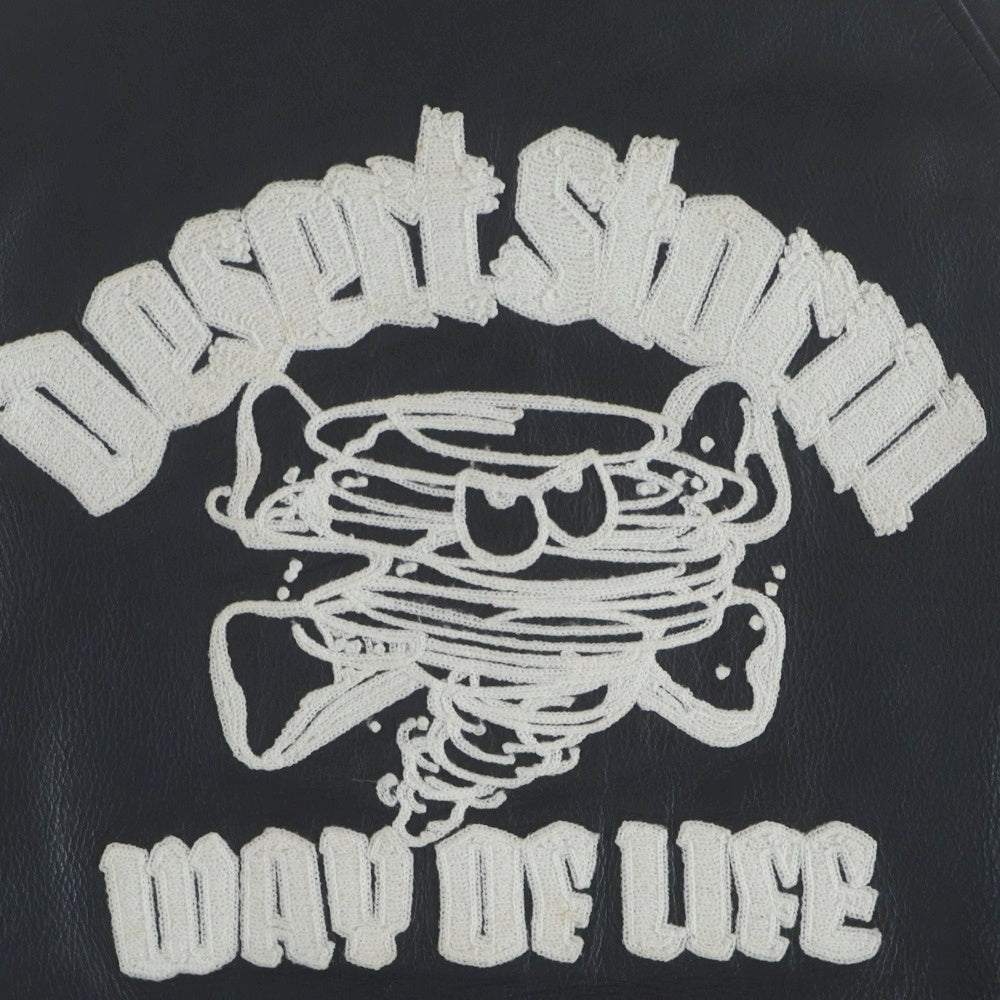 WTAPS(ダブルタップス) BLACK FLAG限定 BLUULINK バックストーム刺繍 レザースタジアムジャケット ブラック SPDT-JK-BF01SP