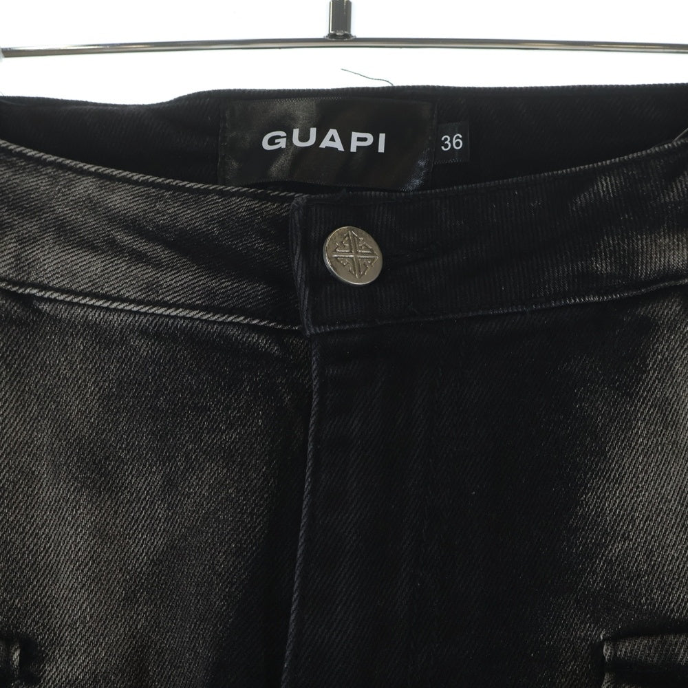 GUAPI(グアピ) STACKED PANTS スタックドパンツ フレアデニム ブラック