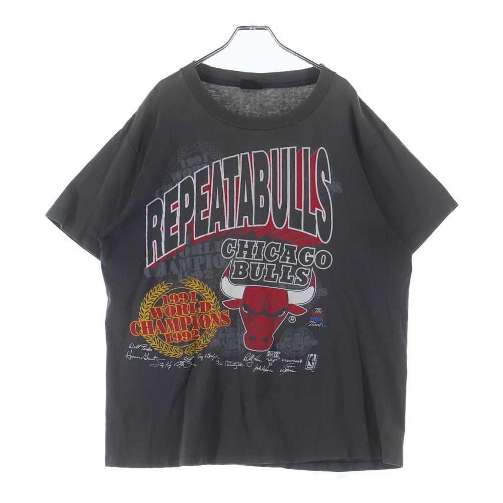 VINTAGE(ヴィンテージ) 90s CHICAGO BULLS シカゴブルズ Repeatsbulls 裾袖シングル クルーネックTシャツ ブラック