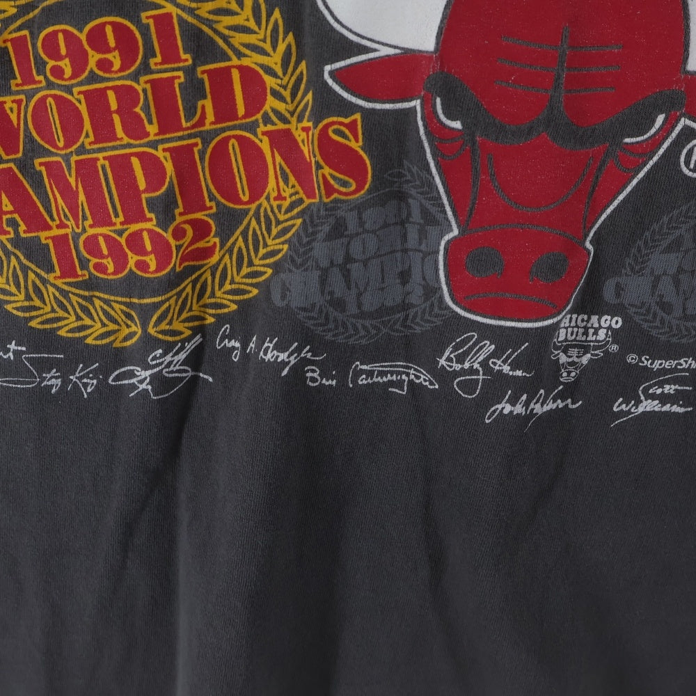 VINTAGE(ヴィンテージ) 90s CHICAGO BULLS シカゴブルズ Repeatsbulls 裾袖シングル クルーネックTシャツ ブラック
