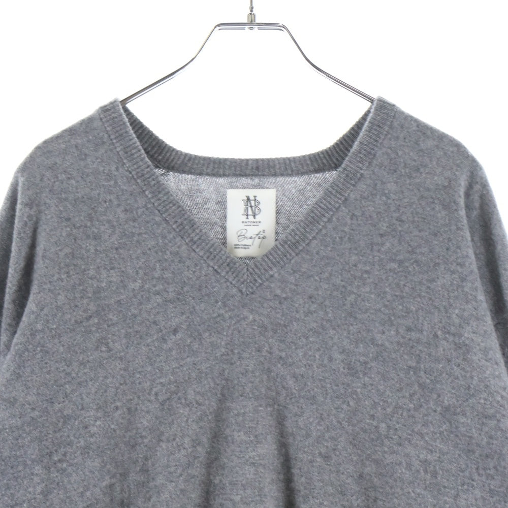 BATONER(バトナ―) 25AW BIOTOP別注 カシミヤ100 Vネック BN-25FM-108 クルーネックセーター グレー