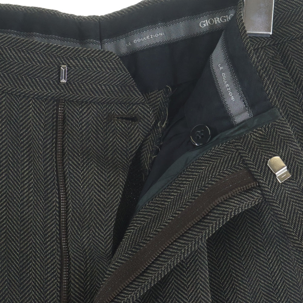 GIORGIO ARMANI(ジョルジオアルマーニ) 90s オールド 2TUCK ツータック ツイード スラックス ブラウン