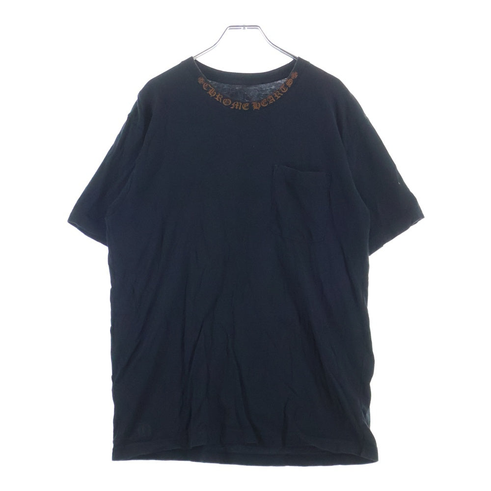 CHROME HEARTS(クロムハーツ) Necklogo ネックロゴ クルーネック半袖Tシャツ ブラック/ブラウン