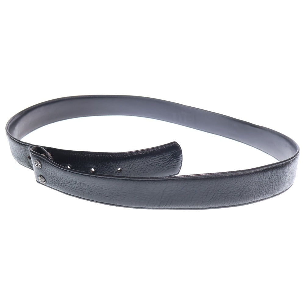 CHROME HEARTS(クロムハーツ) 1.5 STRAP 1.5inch スクロールラベルリベッツ レザーベルト ブラック