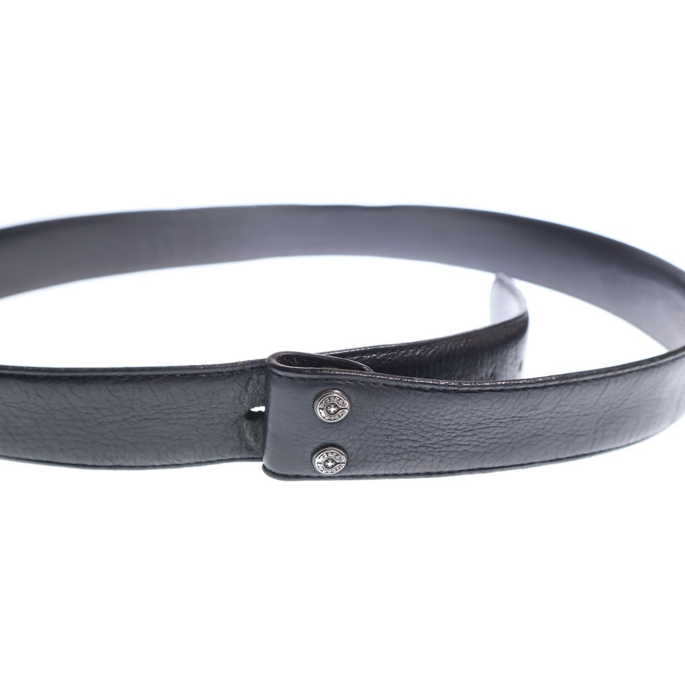 CHROME HEARTS(クロムハーツ) 1.5 STRAP 1.5inch スクロールラベルリベッツ レザーベルト ブラック