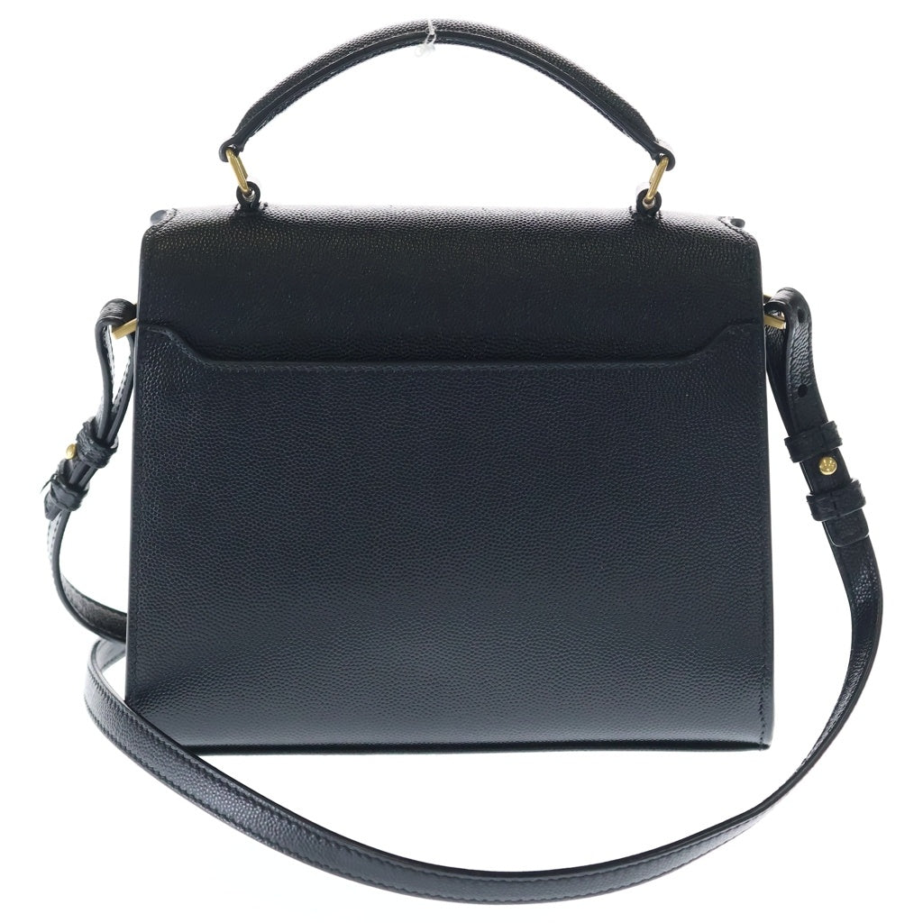 SAINT LAURENT PARIS(サンローランパリ) カサンドラ トップハンドル 2WAYショルダーバッグ ハンドバッグ ブラック レザー 623931 ゴールド金具 レディース