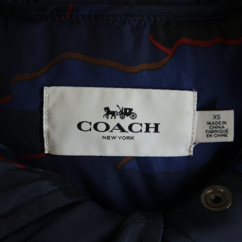 COACH(コーチ) ナイロンダウンジャケット 裏地迷彩 フードファー付き F33815 ネイビー