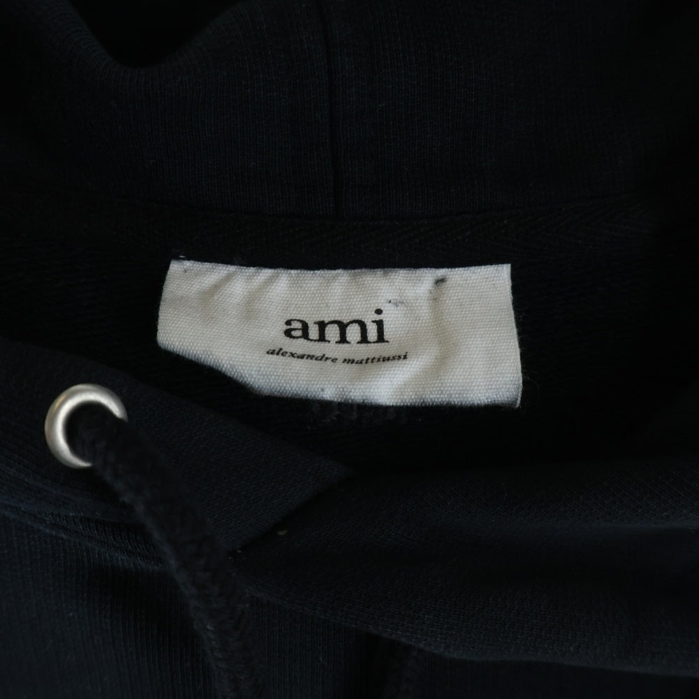 ami paris(アミパリス) Ami de Coeur ワンポイントロゴ フーディーパーカー ブラック