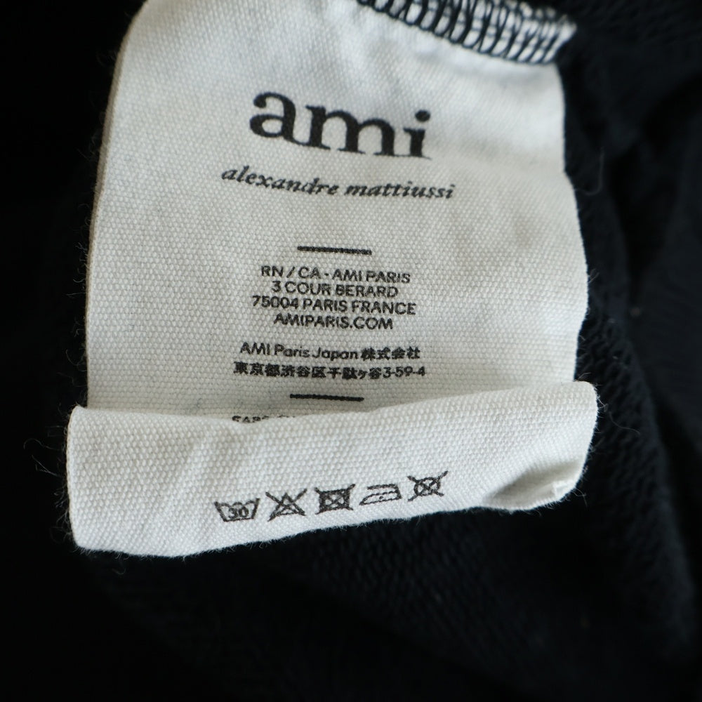 ami paris(アミパリス) Ami de Coeur ワンポイントロゴ フーディーパーカー ブラック