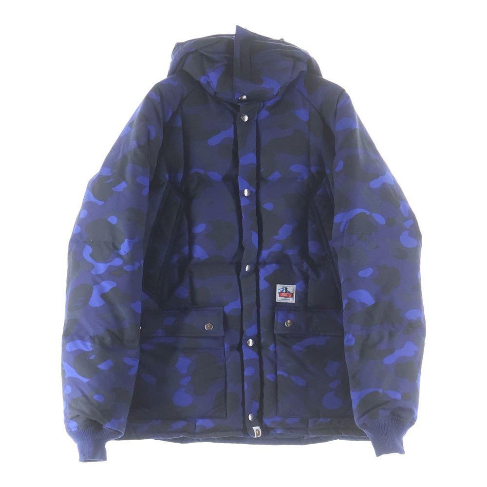 A BATHING APE(アベイシングエイプ) ジップアップ サルカモ フーディダウンジャケット 001HJA801013X ブルー