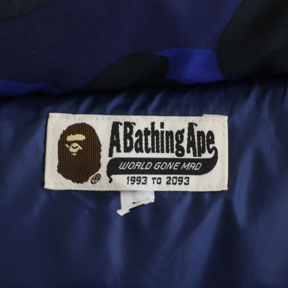 A BATHING APE(アベイシングエイプ) ジップアップ サルカモ フーディダウンジャケット 001HJA801013X ブルー