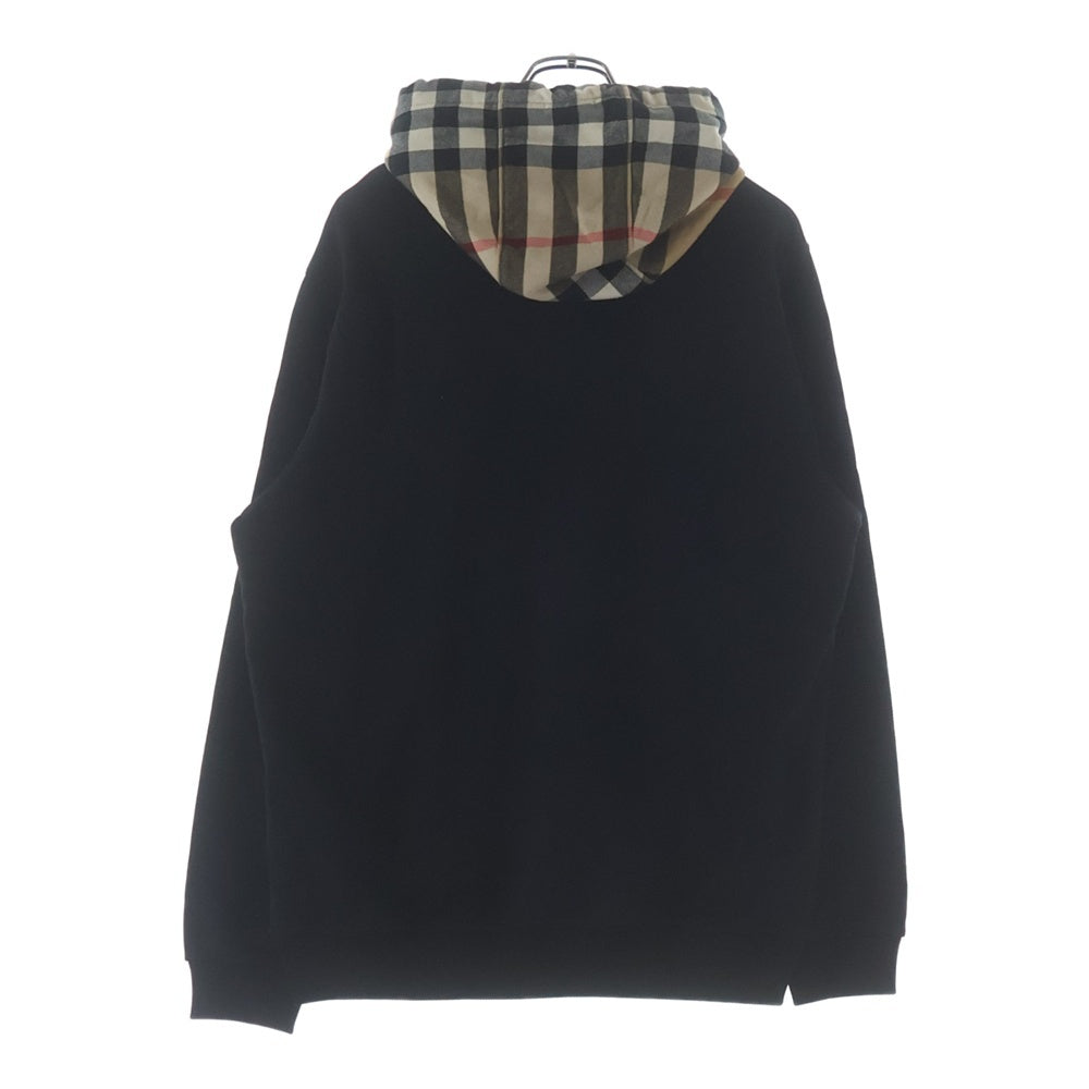 BURBERRY(バーバリー) 23SS ノバチェックフード ドローコード プルオーバーパーカー スウェット ブラック 8058117