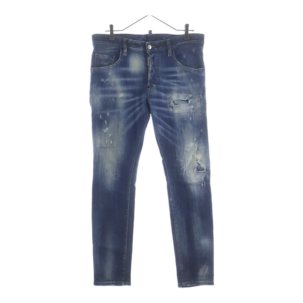 DSQUARED2(ディースクエアード) 22SS SKATER JEANS ダメージ加工 スキニーデニムパンツ S74LB1042 インディゴ