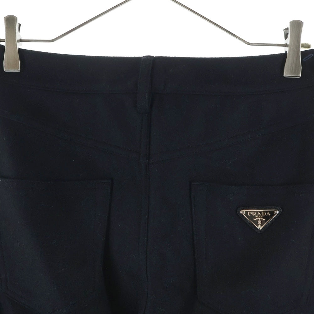 PRADA(プラダ) 21AW 三角プレート ウール P269E ストレートパンツ ブラック レディース