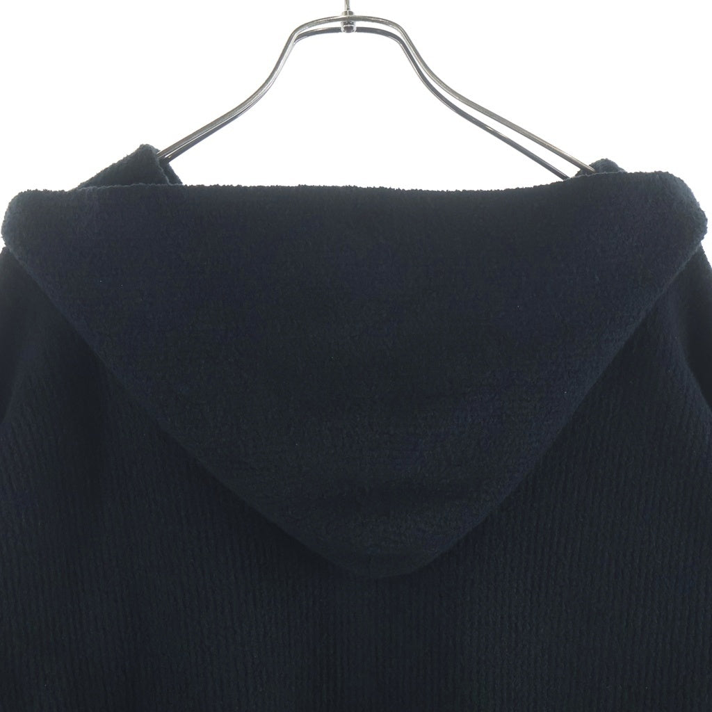 CHROME HEARTS(クロムハーツ) Y NOT Harako Leather Cross Patch Knit Pullover Hoodie ワイノット ハラコレザークロスパッチ プルオーバーニットパーカー ブラック