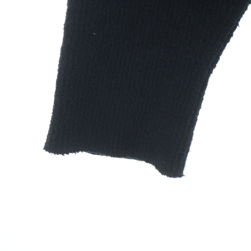 CHROME HEARTS(クロムハーツ) Y NOT Harako Leather Cross Patch Knit Pullover Hoodie ワイノット ハラコレザークロスパッチ プルオーバーニットパーカー ブラック