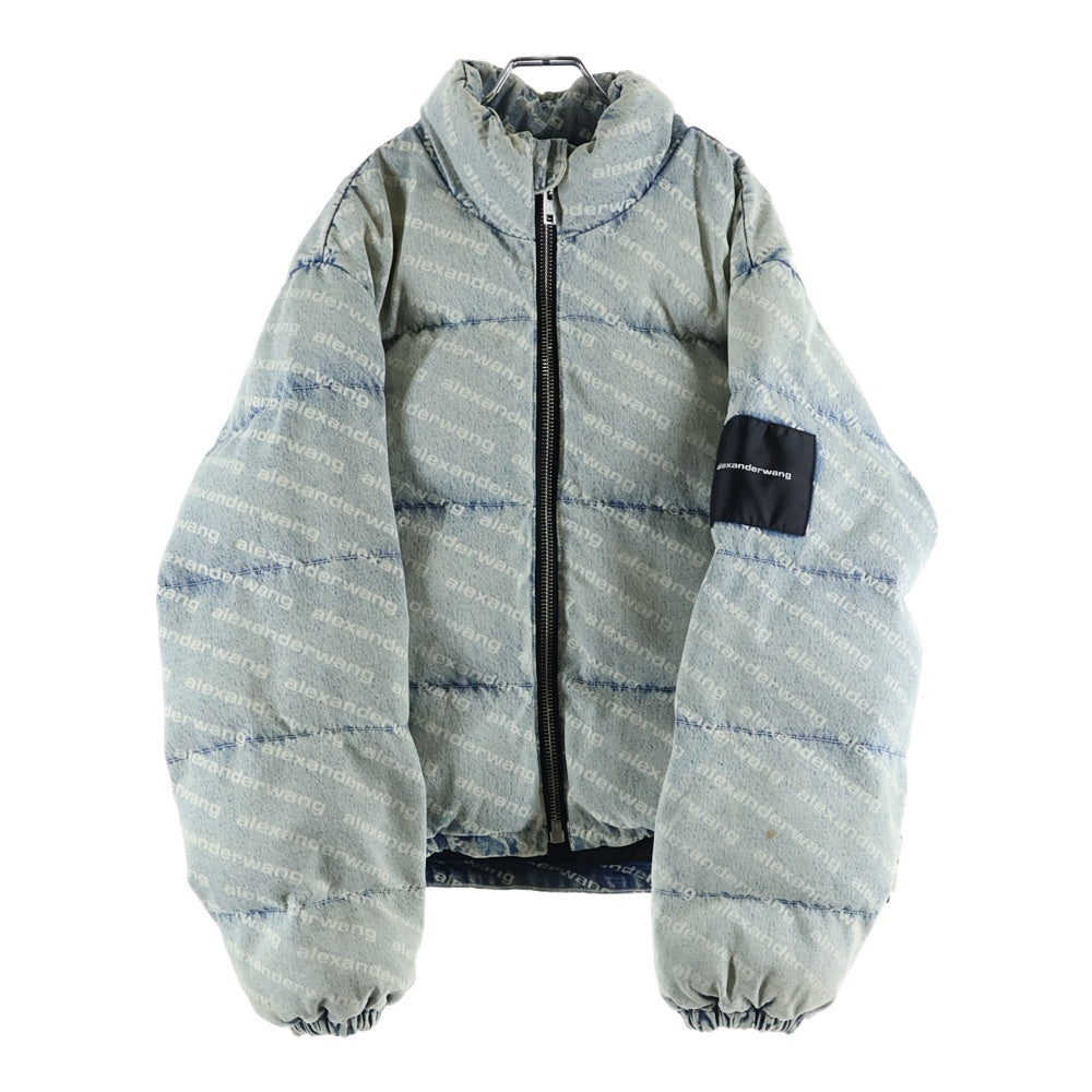 ALEXANDER WANG(アレキサンダーワン) Blue Denim Logo Puffer Jacket Monogram ダウンジャケット デニム インディゴ