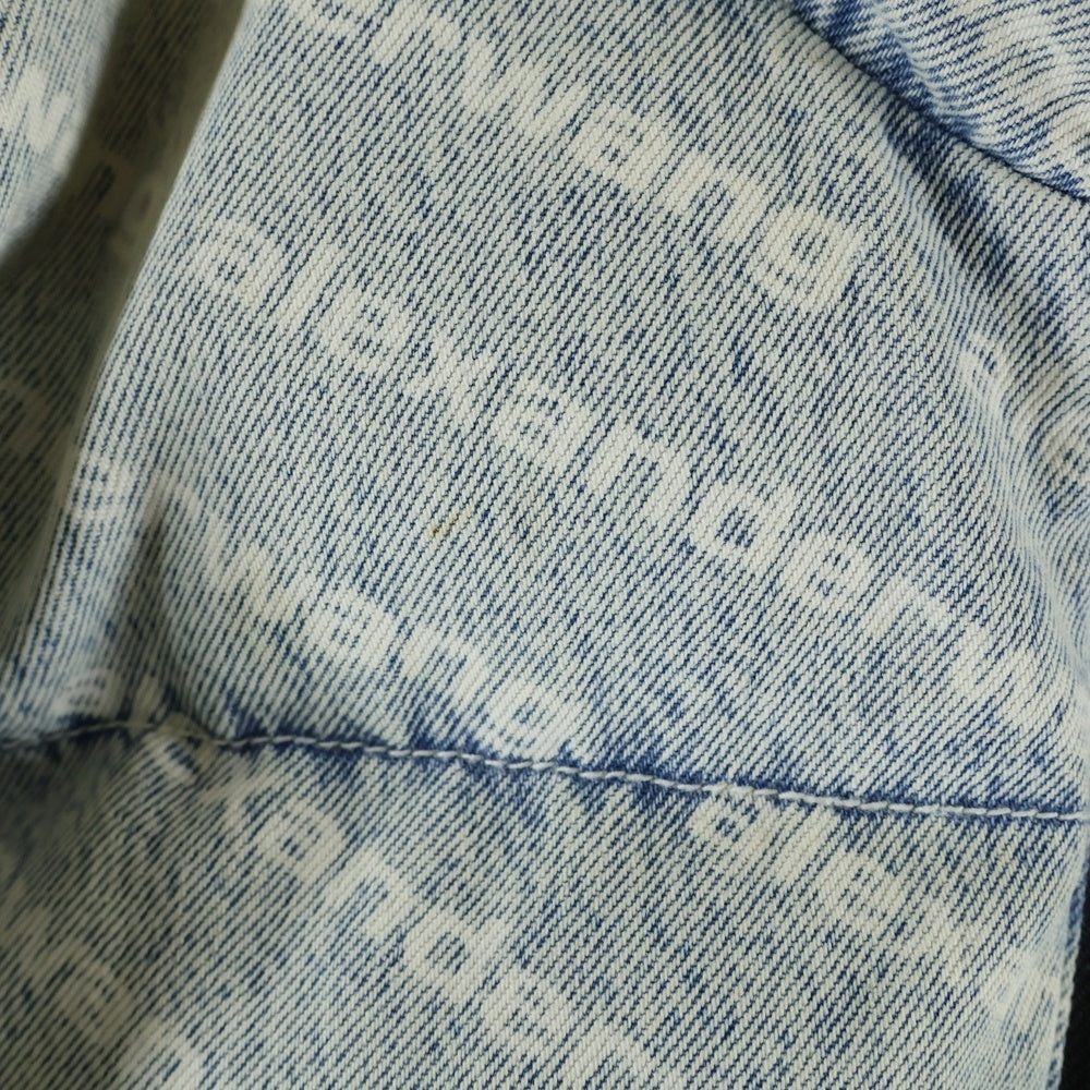 ALEXANDER WANG(アレキサンダーワン) Blue Denim Logo Puffer Jacket Monogram ダウンジャケット デニム インディゴ