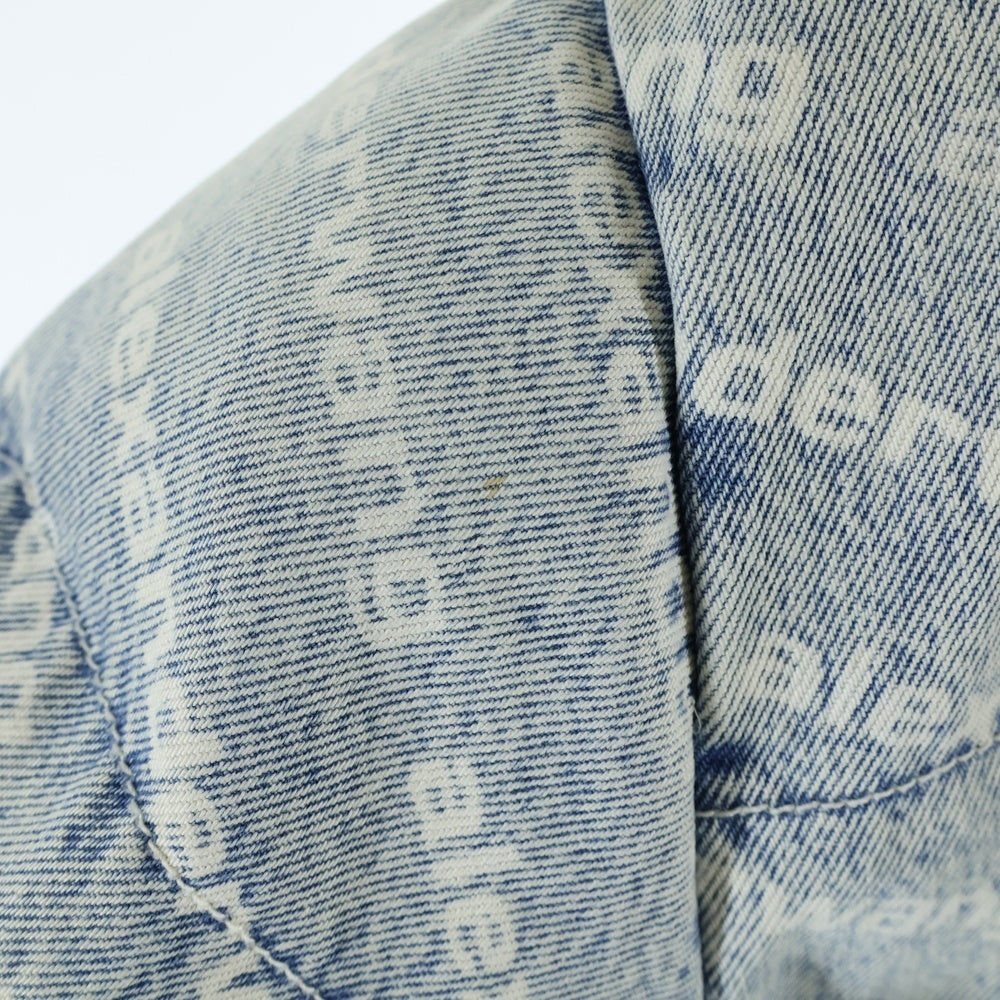 ALEXANDER WANG(アレキサンダーワン) Blue Denim Logo Puffer Jacket Monogram ダウンジャケット デニム インディゴ