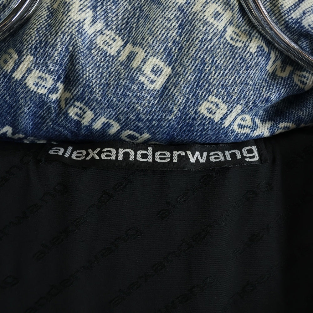 ALEXANDER WANG(アレキサンダーワン) Blue Denim Logo Puffer Jacket Monogram ダウンジャケット デニム インディゴ