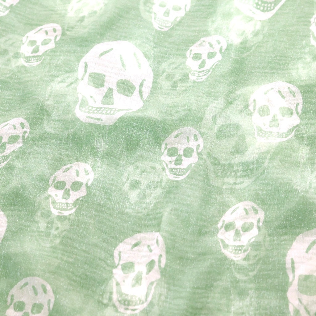 Alexander McQueen(アレキサンダーマックイーン) Skull Silk Scarf スカル 大判シルクスカーフ ライトグリーン レディース