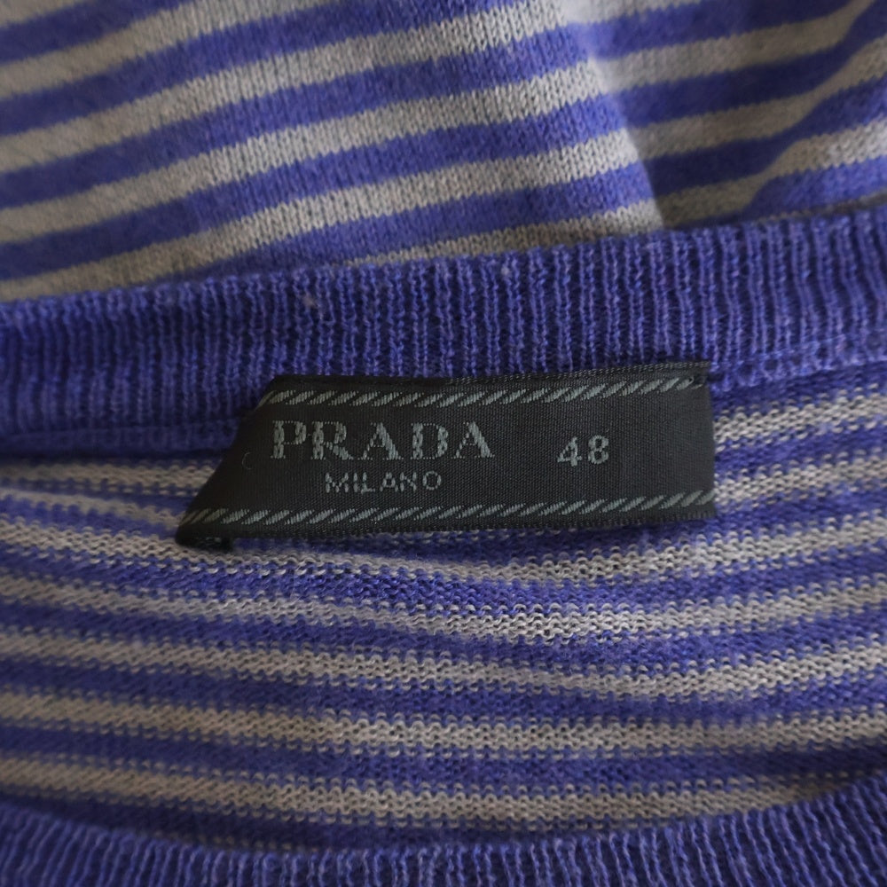 PRADA(プラダ) 09SS ハイゲージ UMN575 プルオーバーニット ボーダー ブルー