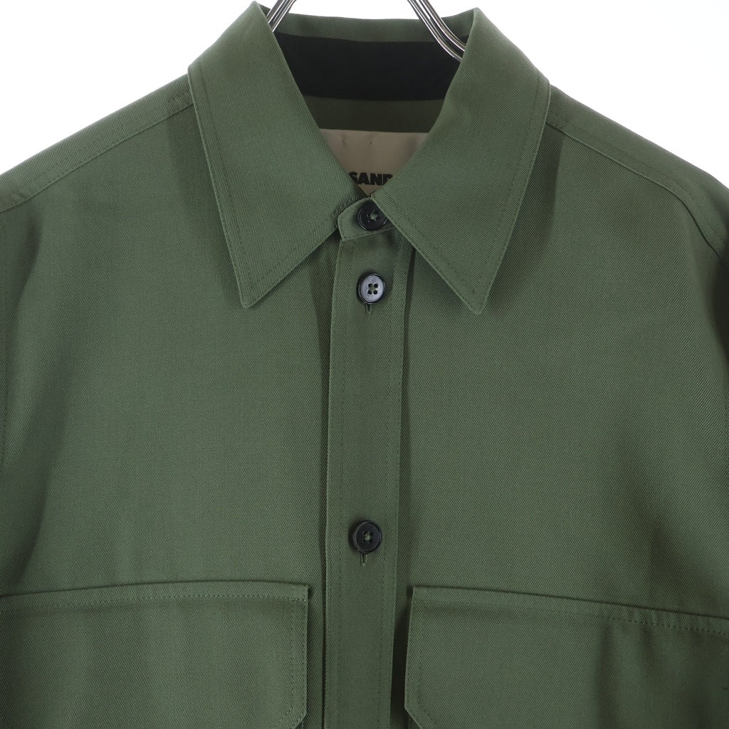 JIL SANDER(ジルサンダー) トロピカルウール ロングライン 長袖シャツ カーキ JSMU600828