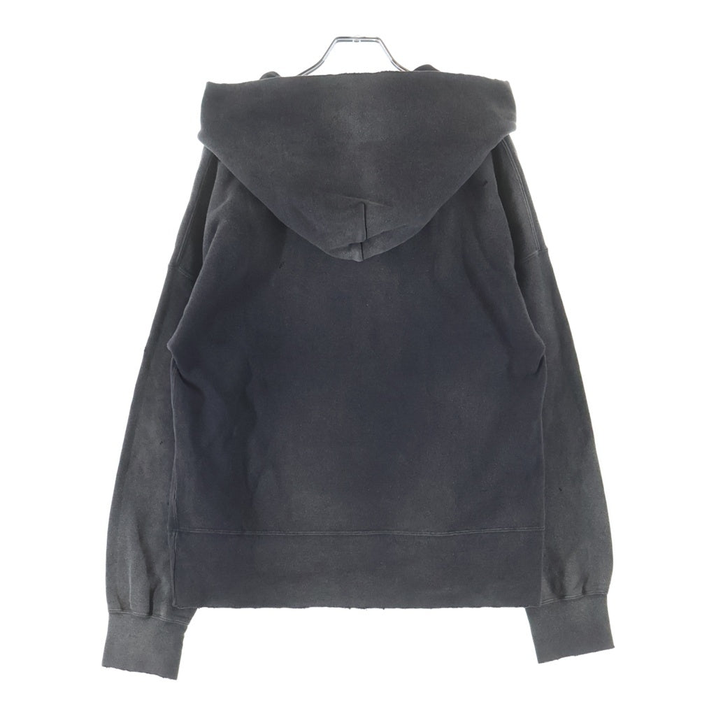 VISVIM(ヴィスヴィム) 23SS COURT HOODIE P．O CRASH ダメージ加工 フーディプルオーバーパーカー ダークグレー 0123105010019