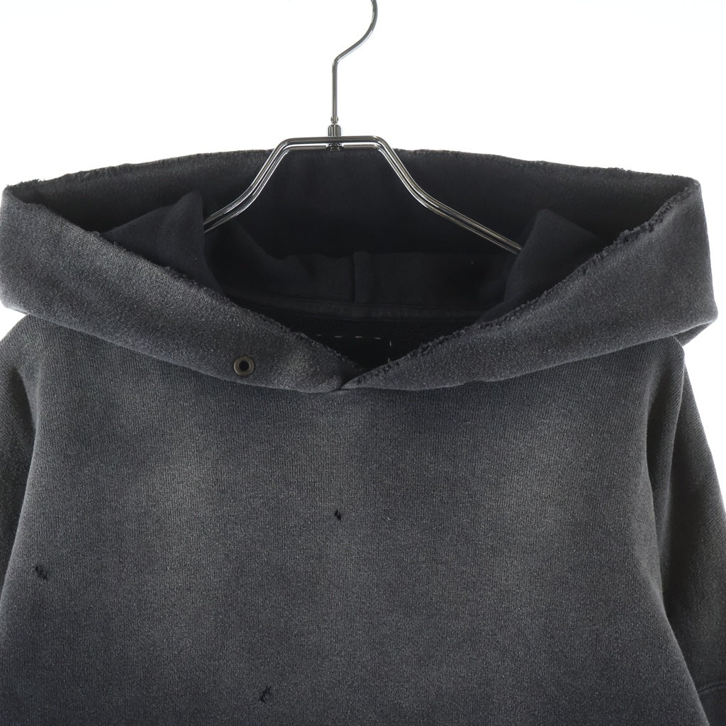 VISVIM(ヴィスヴィム) 23SS COURT HOODIE P．O CRASH ダメージ加工 フーディプルオーバーパーカー ダークグレー 0123105010019