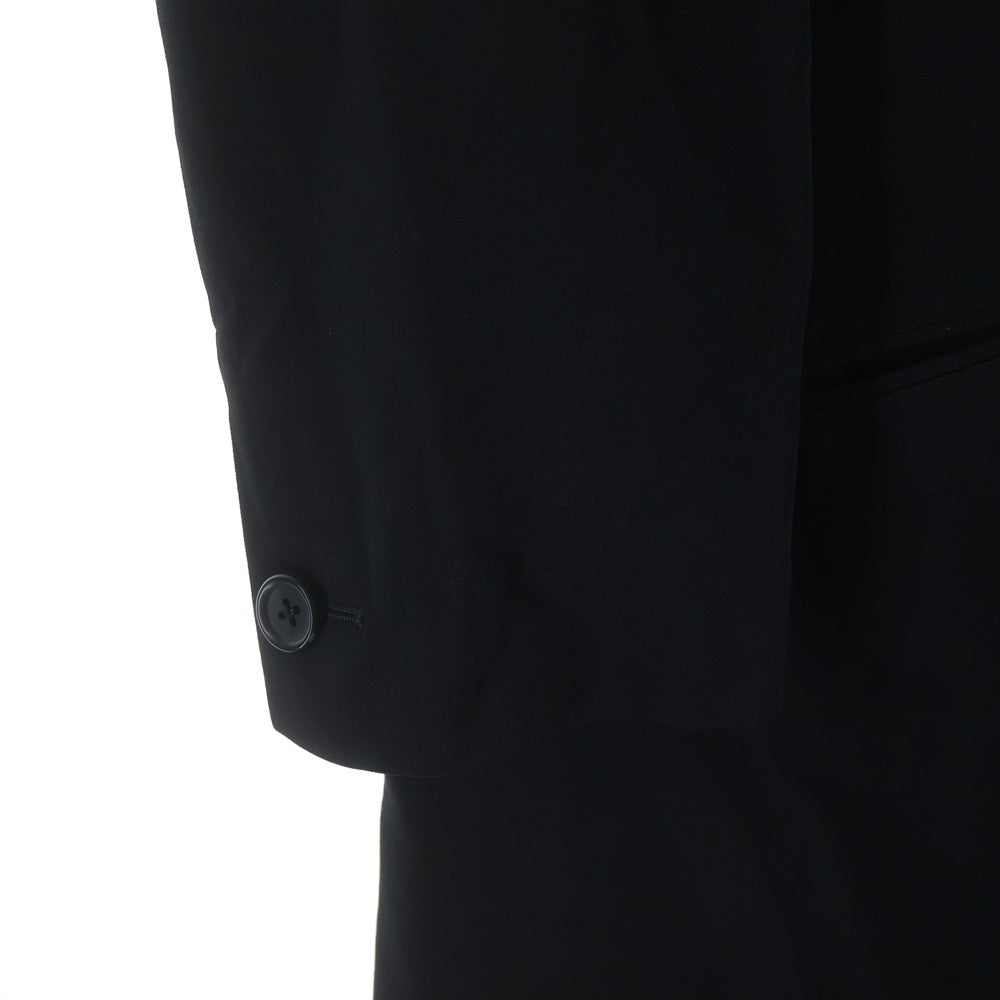 Yohji Yamamoto POUR HOMME(ヨウジヤマモト プールオム) 23SS GABARDINE W-DOUBLE BODY PEAKED JKA 断ち切り ウールギャバ HZ-J27-100 ロングロート ブラック