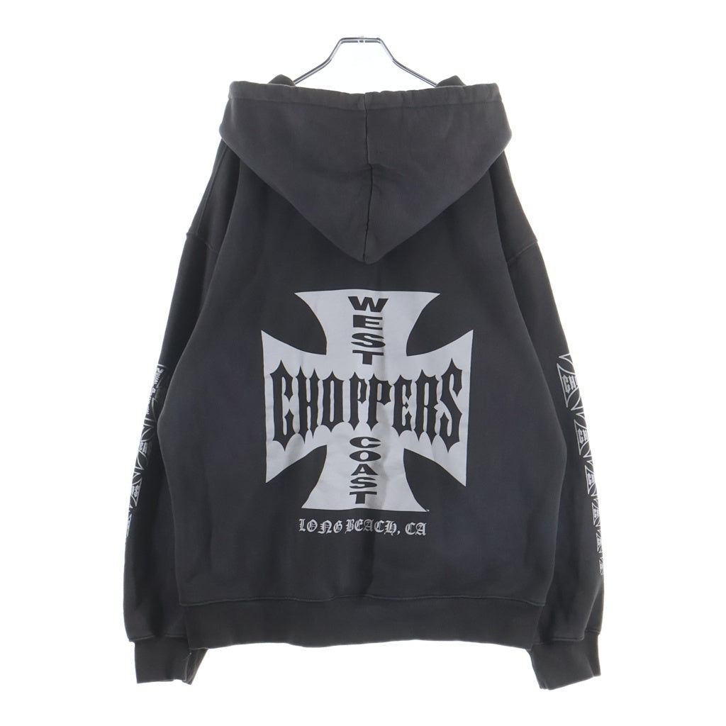 VINTAGE(ヴィンテージ) 00s WEST COAST CHOPPERS ウエストコーストチョッパーズ 袖プリント バックプリント ジップアップパーカー グレー