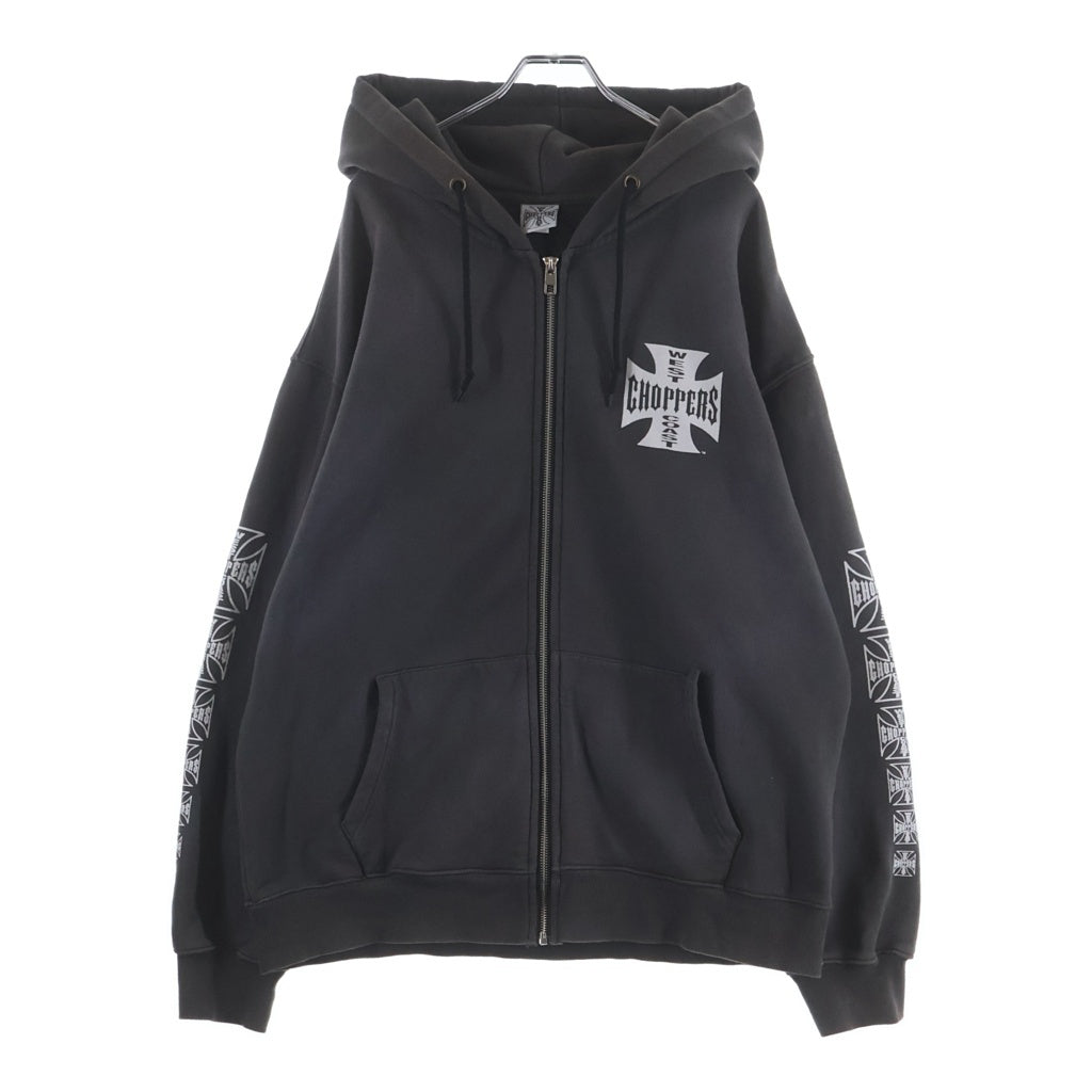 VINTAGE(ヴィンテージ) 00s WEST COAST CHOPPERS ウエストコーストチョッパーズ 袖プリント バックプリント ジップアップパーカー グレー