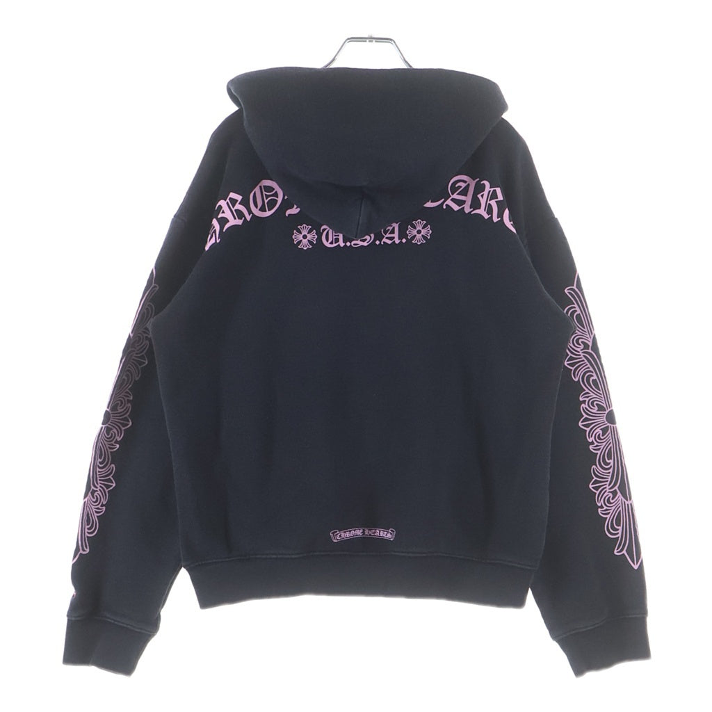 CHROME HEARTS(クロムハーツ) × MATTY BOY PULLOVER HOODIE ARCH アーチロゴTバープリントプルオーバースウェットパーカー ブラック/ピンク