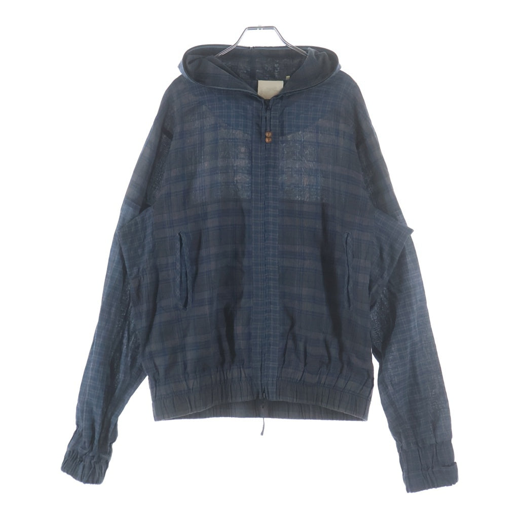 JIAN YE(ジェン イェ) 25AW 鬼 HOODIE JI-25AW-HD01 チェック フーデットジャケット ブルー