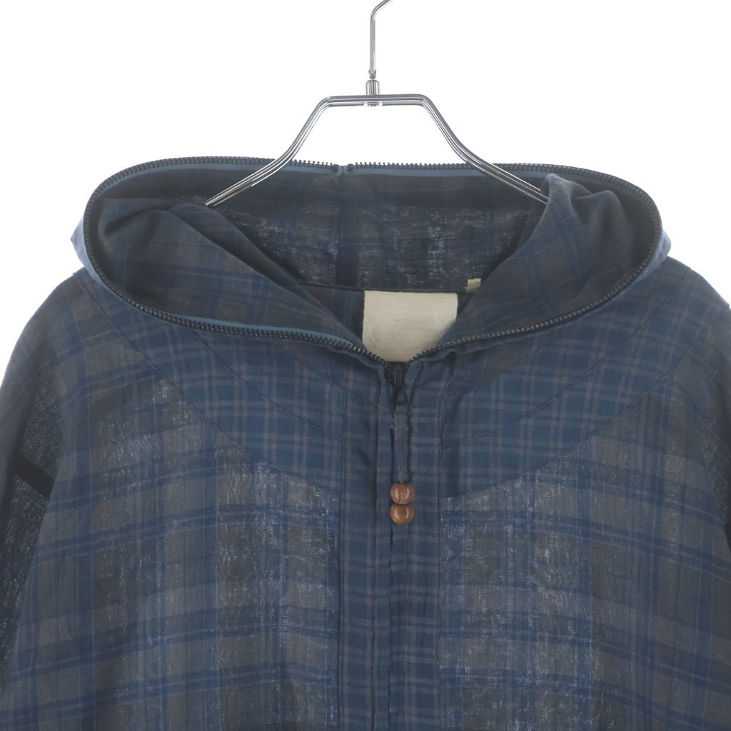 JIAN YE(ジェン イェ) 25AW 鬼 HOODIE JI-25AW-HD01 チェック フーデットジャケット ブルー