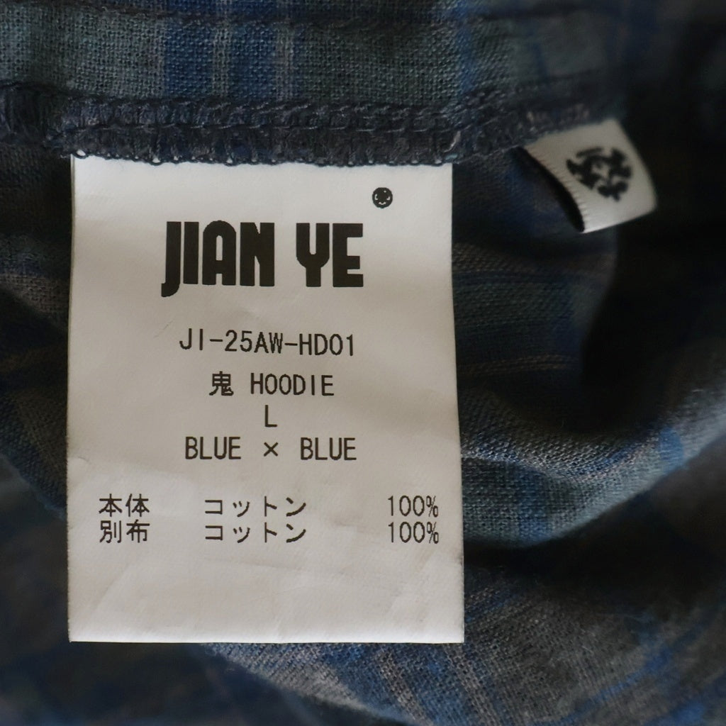 JIAN YE(ジェン イェ) 25AW 鬼 HOODIE JI-25AW-HD01 チェック フーデットジャケット ブルー