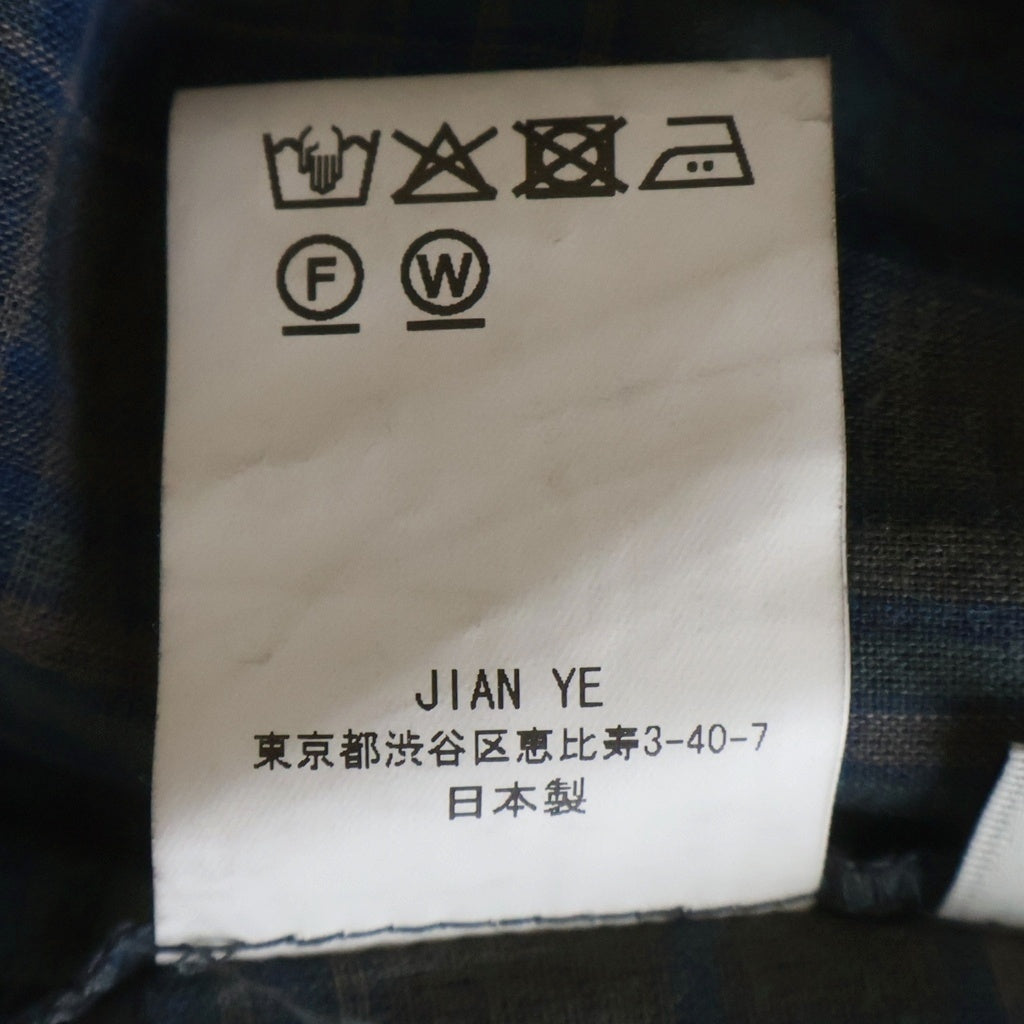 JIAN YE(ジェン イェ) 25AW 鬼 HOODIE JI-25AW-HD01 チェック フーデットジャケット ブルー
