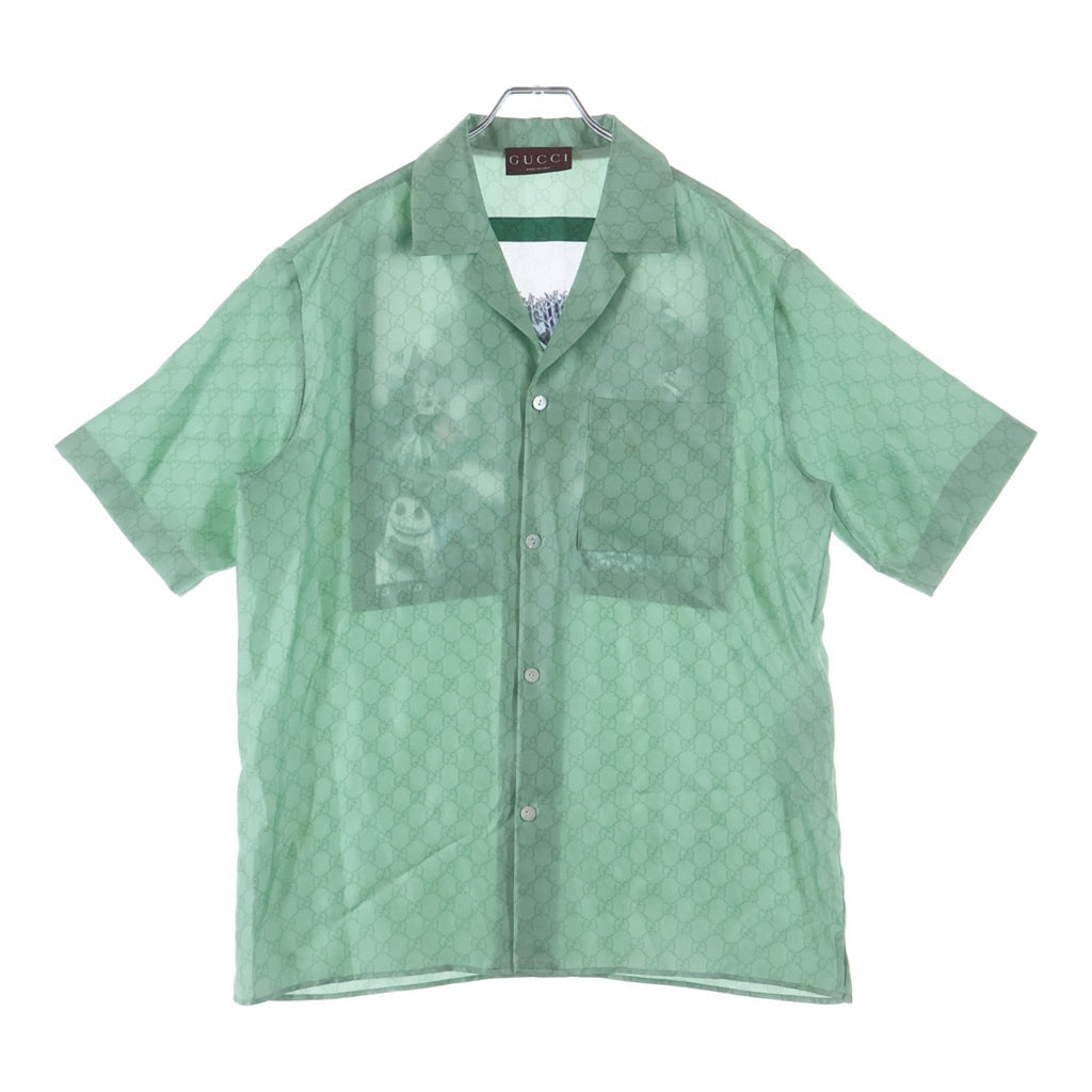 GUCCI(グッチ) 25SS ×HIGUCHI YUKO ヒグチユウコ シルクツイル 864048 総柄 半袖シャツ グリーン