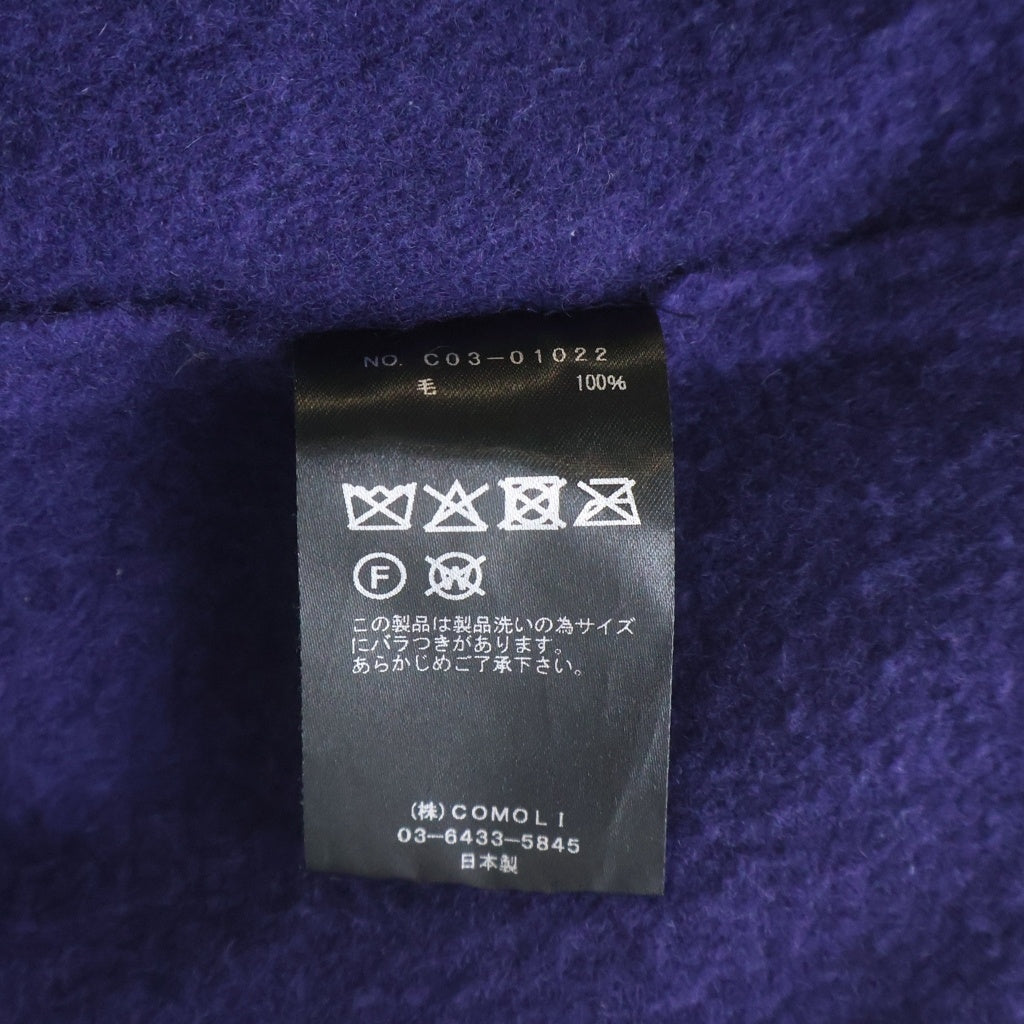 COMOLI(コモリ) 25AW 縮絨ウール ジップショートジャケット C03-01022 ネイビー