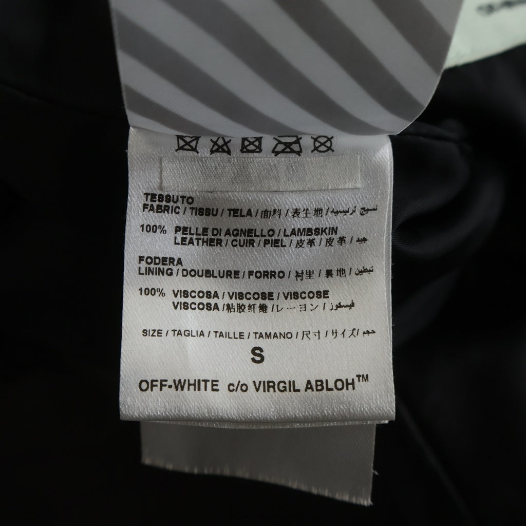 OFF-WHITE(オフホワイト) 17SS スプレーロゴ ダブルライダース レザージャケット ブラック