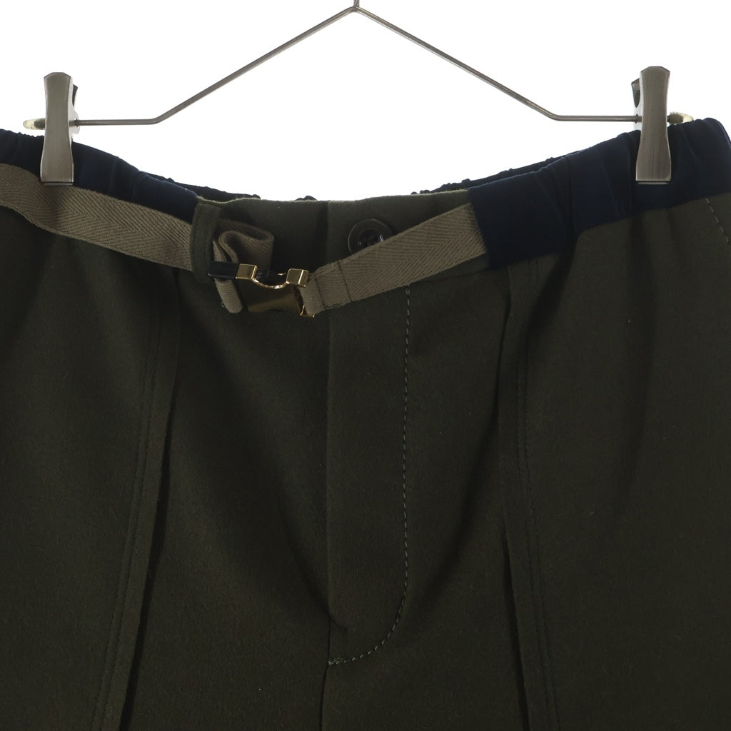 Sacai サカイ ウール ベルト付きメルトンクロップド パンツ 19-02044M カーキ Sacai(サカイ) ウール ベルト付きメルトンクロップド パンツ 19-02044M