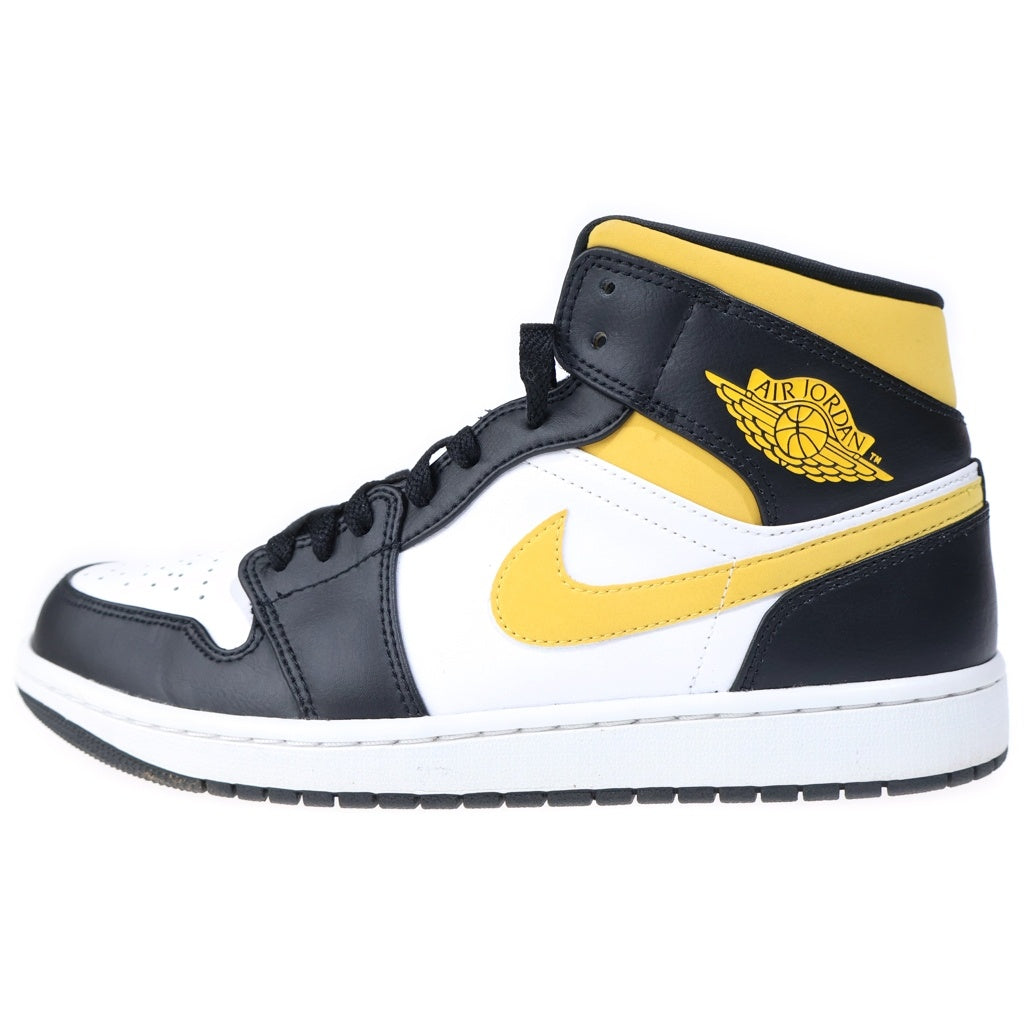 NIKE(ナイキ) AIR JORDAN 1 MID エアジョーダン1 ミッドカットスニーカー ホワイト/ブラック/イエロー 28cm/US10 554724-177