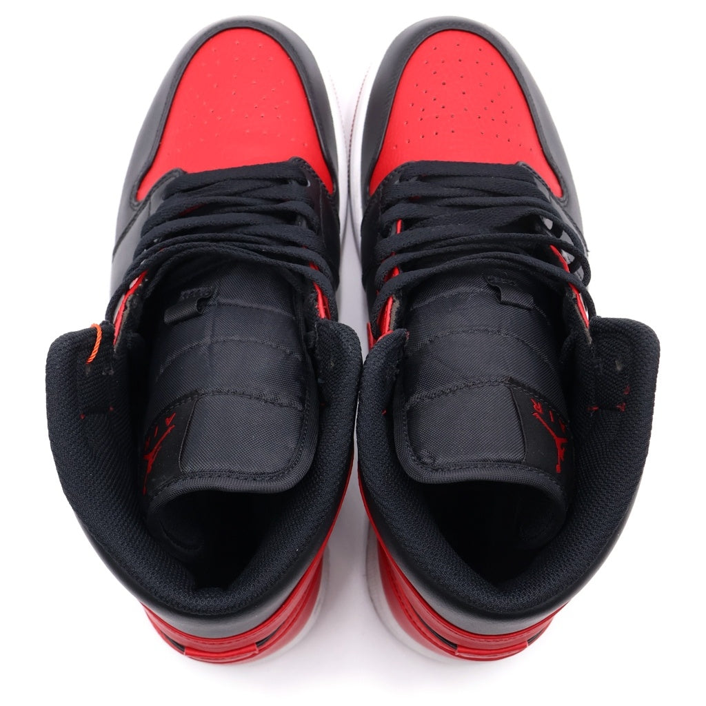 NIKE(ナイキ) AIR JORDAN 1 MID BRED エアジョーダン1 ミッド ブレッド ミッドカットスニーカー ブラック/レッド 26.5cm/US8.5 554724-074
