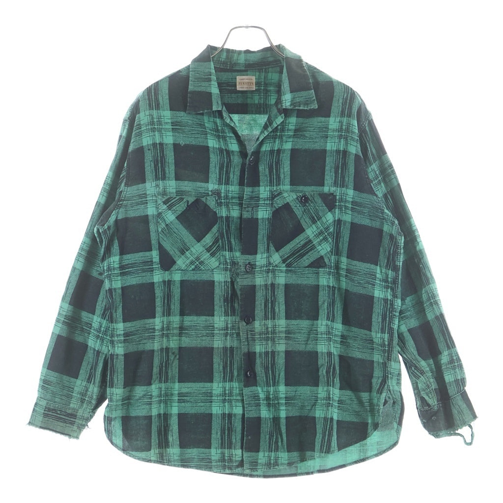 PENNEYS TOWNCRAFT(ぺニーズタウンクラフト) 50s-60s 袋襟 まち付 マチネル フランネル チェック 黒ラッカーボタン L 16.5 チェック ネルシャツ グリーン