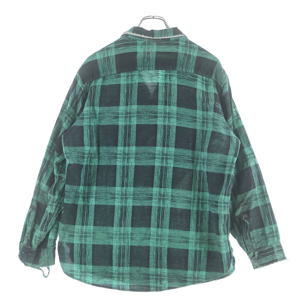 PENNEYS TOWNCRAFT(ぺニーズタウンクラフト) 50s-60s 袋襟 まち付 マチネル フランネル チェック 黒ラッカーボタン L 16.5 チェック ネルシャツ グリーン