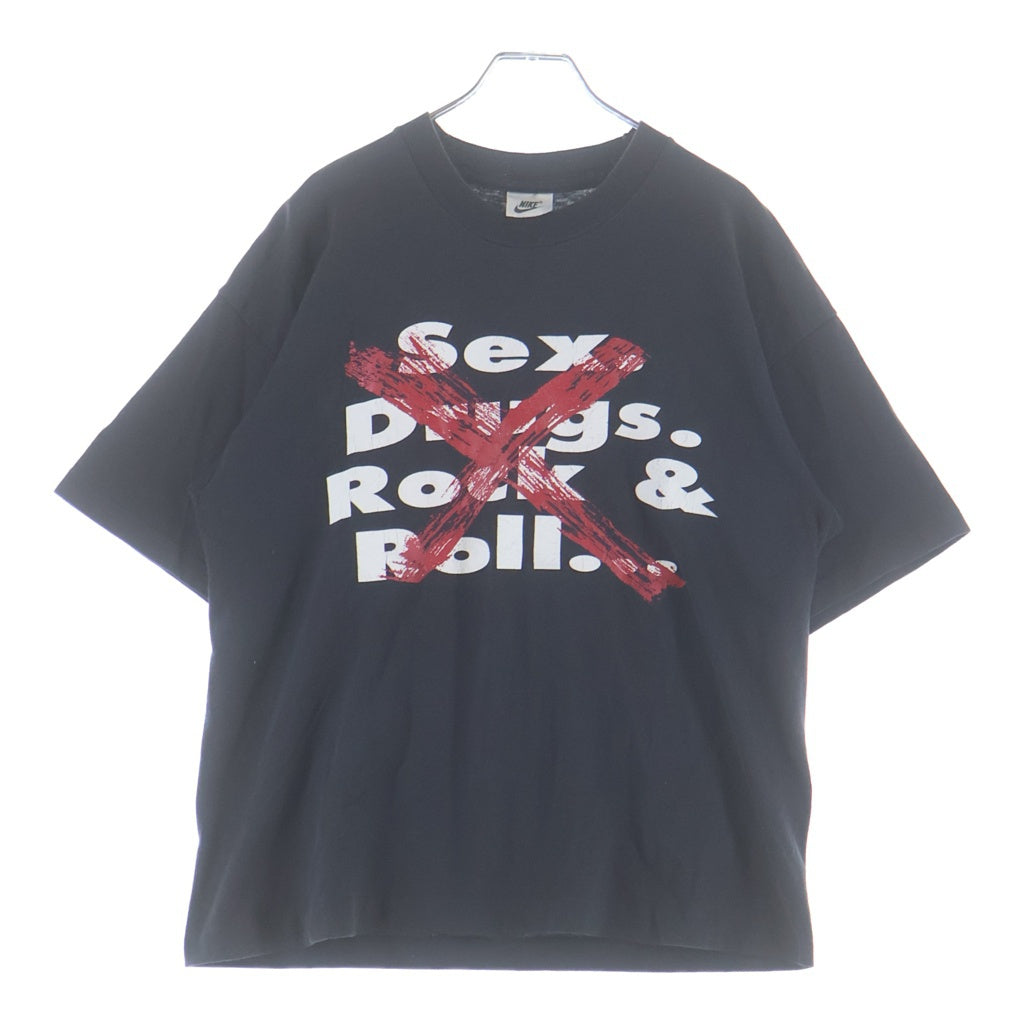 NIKE(ナイキ) 90s SEX Drugs & Rock Roll 裾袖シングル クルーネックTシャツ ブラック