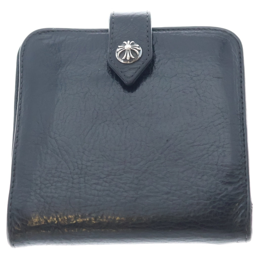CHROME HEARTS(クロムハーツ) SQ BTN BILL スクエアボタンビル フラップボタン レザーウォレット 2つ折り財布 ブラック
