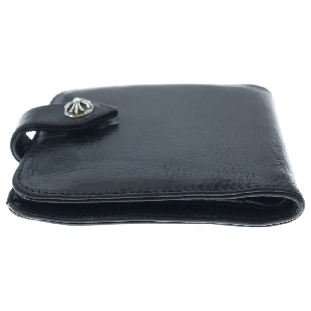 CHROME HEARTS(クロムハーツ) SQ BTN BILL スクエアボタンビル フラップボタン レザーウォレット 2つ折り財布 ブラック